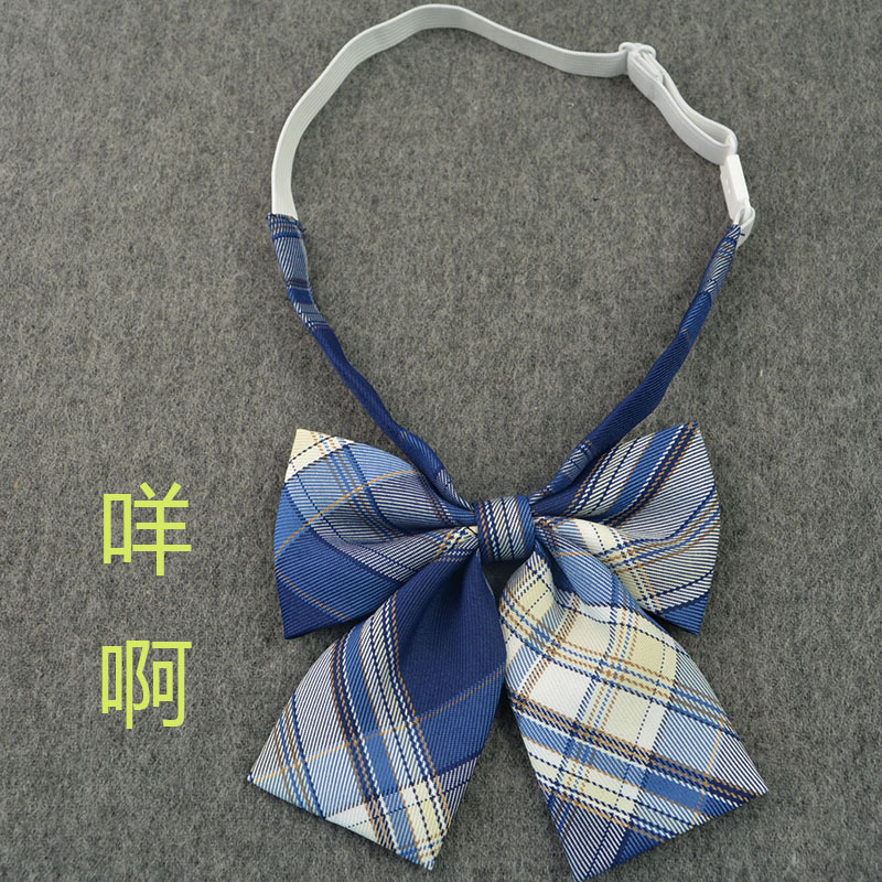 Picture of Hot-selling College Style Oka Pear Field Soot Black Bow Plaid Flat Horn JK Collar Bow Tie Shirt Accessories