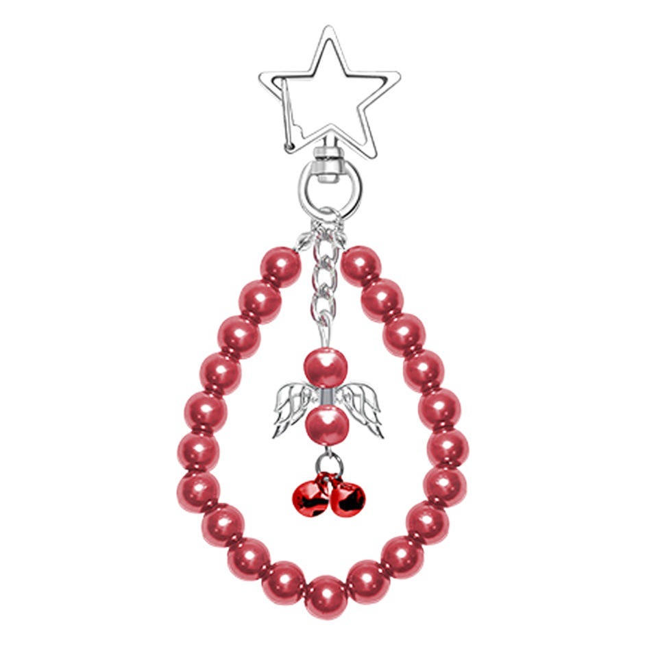 2024 New Cross-Border Christmas Decorations Bells Five-Pointed Star Beaded Pendants Christmas Gift Keychain Pendants
