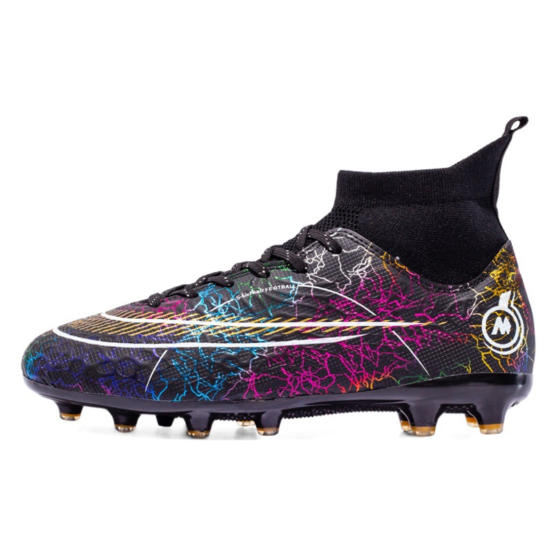Foreign Trade Cross-Border High-Top Football Shoes for Men and Women, Young Students, Five-A-Side Training Broken Nails Tf Indoor Football Shoes Wholesale