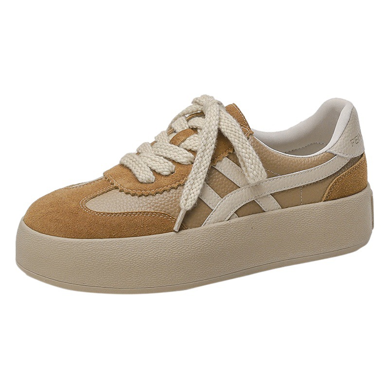 Genuine Leather Moral Training Shoes for Women 2025 Autumn and Winter New Thick-Soled Heightening Casual Forrest Gump Shoes Soft-Soled Flats Women's Sneakers