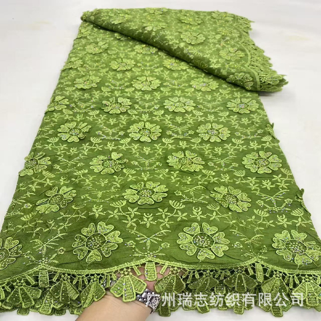Cross-border foreign trade new laser three-dimensional embroidery fabric African hot diamond dress fashion cheongsam chiffon fabric fabric