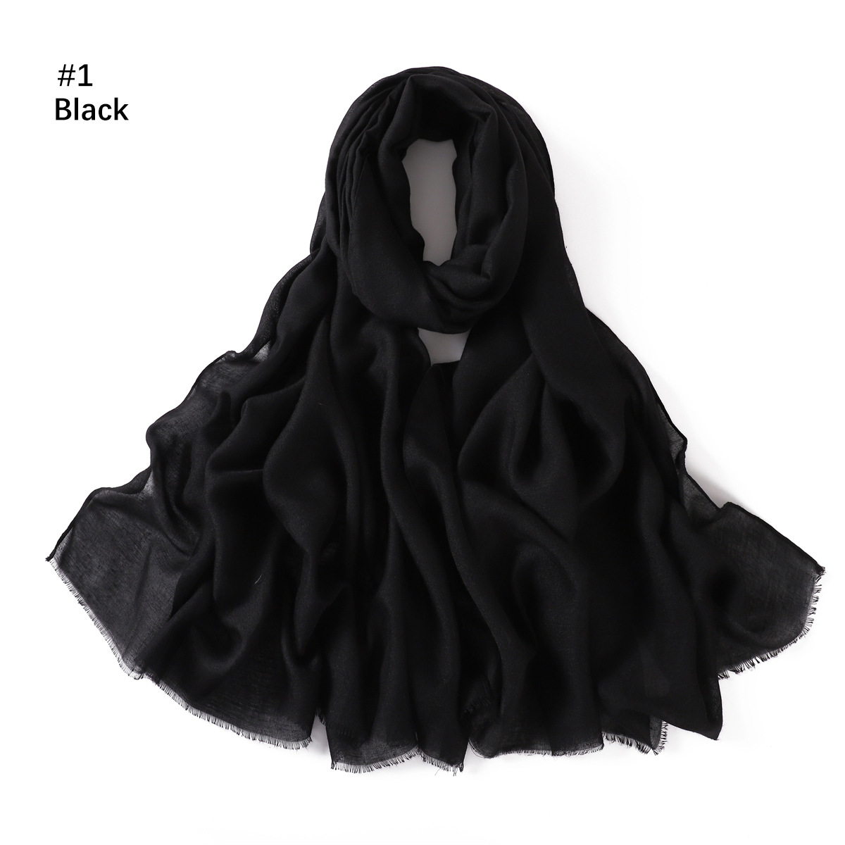 Picture of New fashion cotton and linen soft autumn and winter combed cotton monochrome short beard flat long scarf scarf scarf scarf scarf shawl in stock