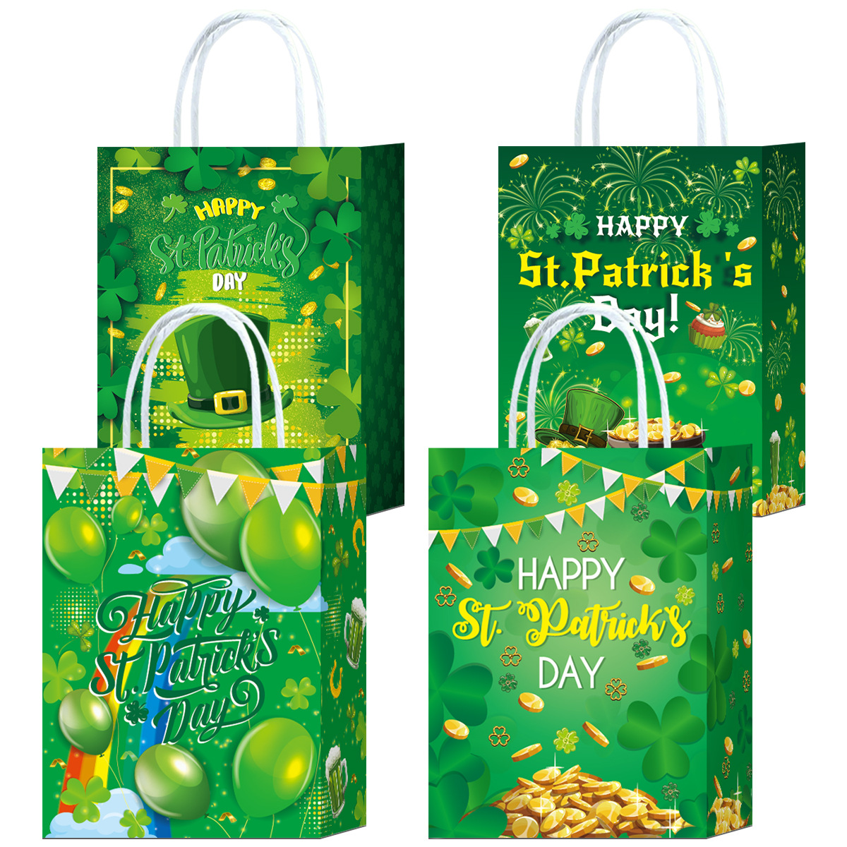 Santa Pa Festival Handbag Theme Paper Bag White Kraft Paper Bag Birthday Party Gift Bag Shopping Jewelry Handbag