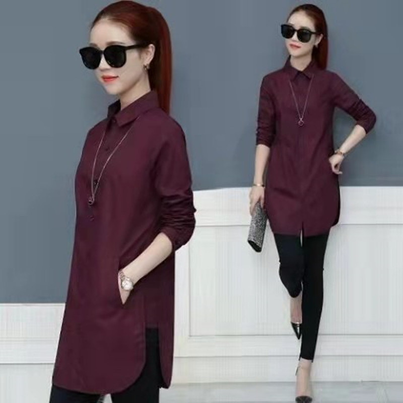 Picture of 2025 Shirt Women's Spring Mid-Length Layered Inner Layering Shirt Large Size Design Casual White Shirt for Women