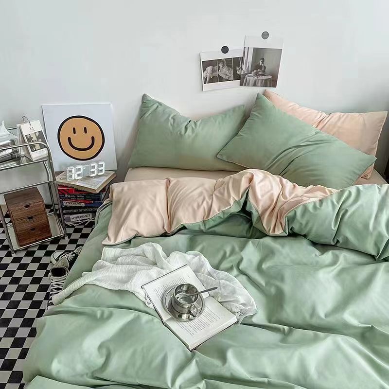 Picture of Four Seasons Washed Cotton ins Quilt Cover Four-piece Set Student Dormitory Bed Sheet Double Three-piece Set Quilt Cover Bedding