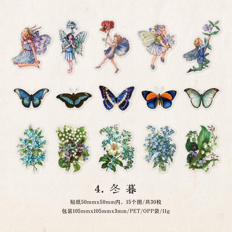 Picture of Yan Ji pet stickers package Wonderland roaming series retro Journal DIY material decorative stickers 30 pieces into 6 types