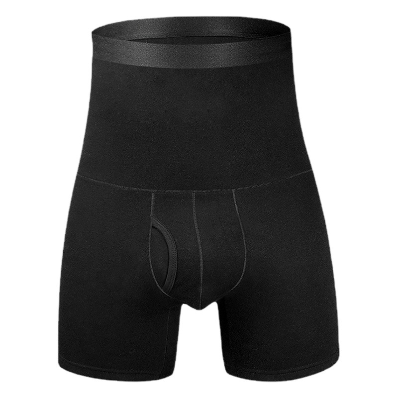 High Waist Winter Fleece-lined Thickened Warm Underwear Men's Solid Color Waist Protection for Middle-aged and Elderly Plus Size Boxers Shorts