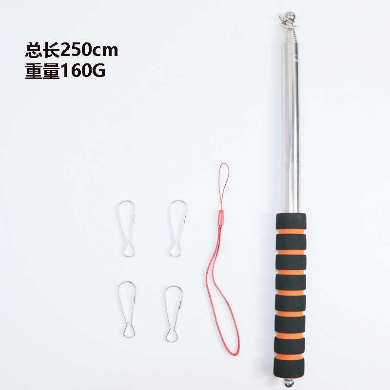 Picture of Cross-Border 3.25m Stainless Steel Telescopic Flagpole with Hook, Outdoor Flagpole, Thickened Telescopic Guide Pole
