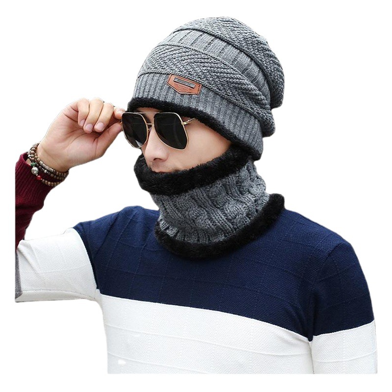 2025 Winter New Hat Men's Knitted Wool Hat Casual Warm Scarf Hat Manufacturer Wholesale