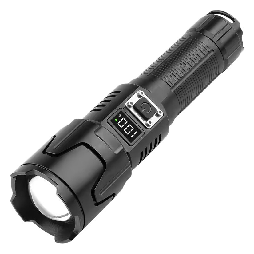 White laser flashlight telescopic zoom digital power display strong light flashlight LED super bright USB rechargeable flashlight