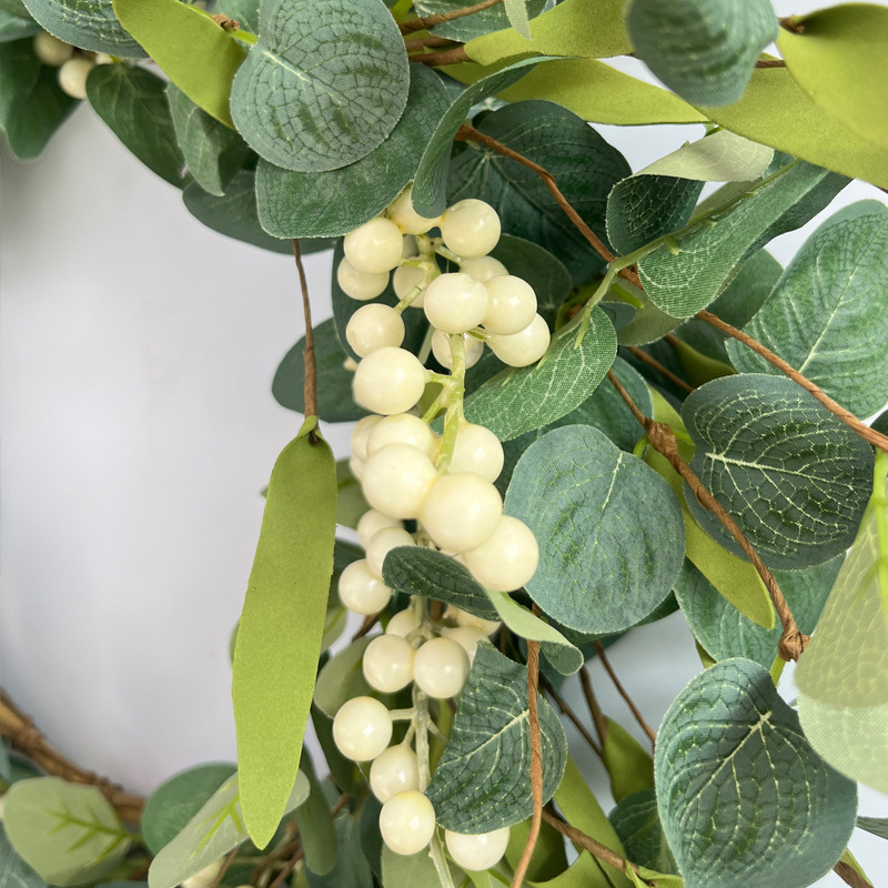 Picture of Iron bottom ring 20 inch large eucalyptus wreath simulation berry wreath eucalyptus door hanging cross-border spot wholesale
