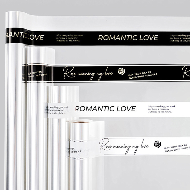 New White Romantic English Transparent Cellophane Waterproof Bouquet Wrapping Paper Popular Flower Shop Handmade DIY Material