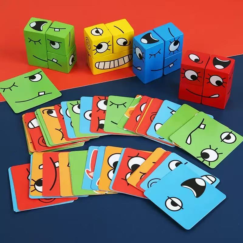 Picture of Children's Color Face-changing Rubik's Cube Building Block Toy Jigsaw Puzzle Block Logical Thinking Training Fun Educational Wooden Toys