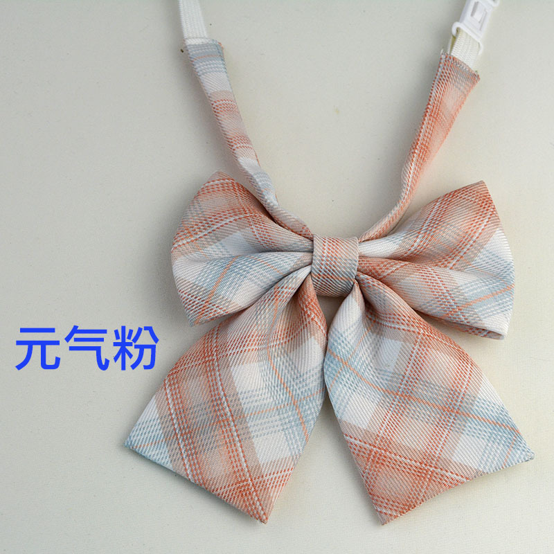Picture of Hot-selling College Style Oka Pear Field Soot Black Bow Plaid Flat Horn JK Collar Bow Tie Shirt Accessories