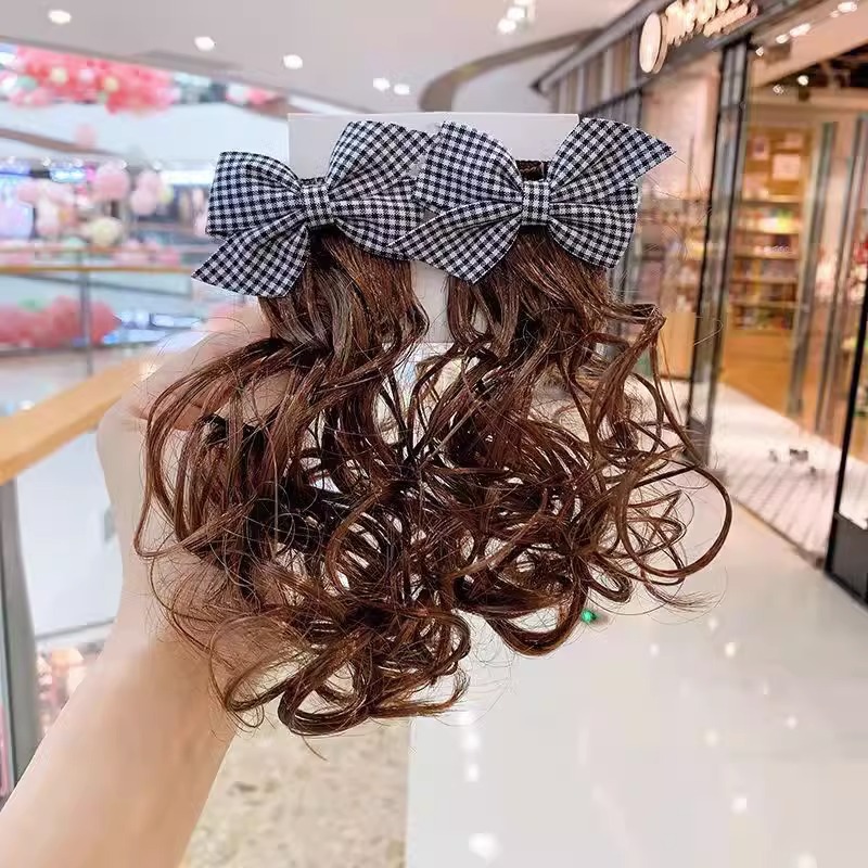 Picture of Children's Hairpin Headdress Little Girl Head Flower Cute Wig Braid Performance Bow Hairpin New Year's Eve Hair Accessories