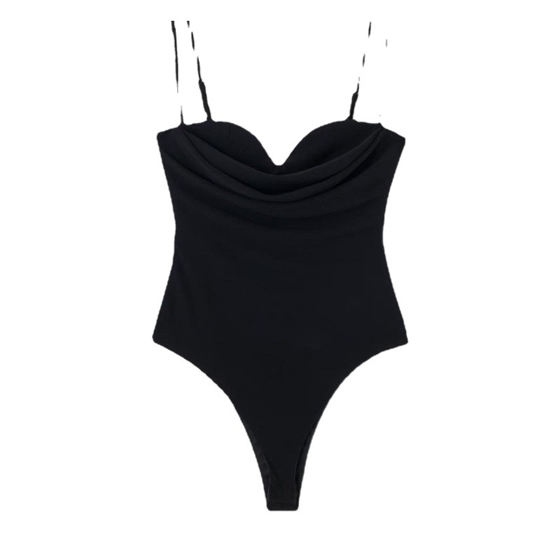 ZA2022 summer new European and American cross-border design women's clothing elegant sexy pleated strap tight jumpsuit women