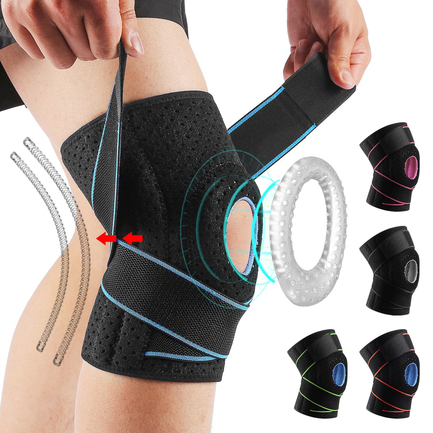 Manufacturers sports pressure straps silicone cold feeling knee pads running basketball mountaineering riding protective gear wholesale