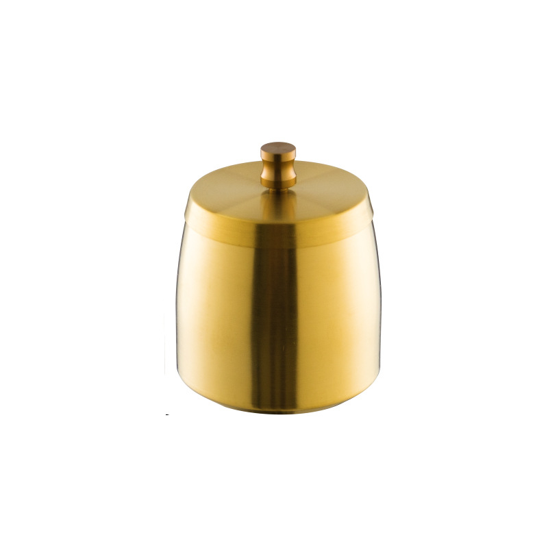 Picture of Ashtray Creative Gift Large Round Hotel Home Gold with Lid Heightened Stainless Steel Ashtray High-End
