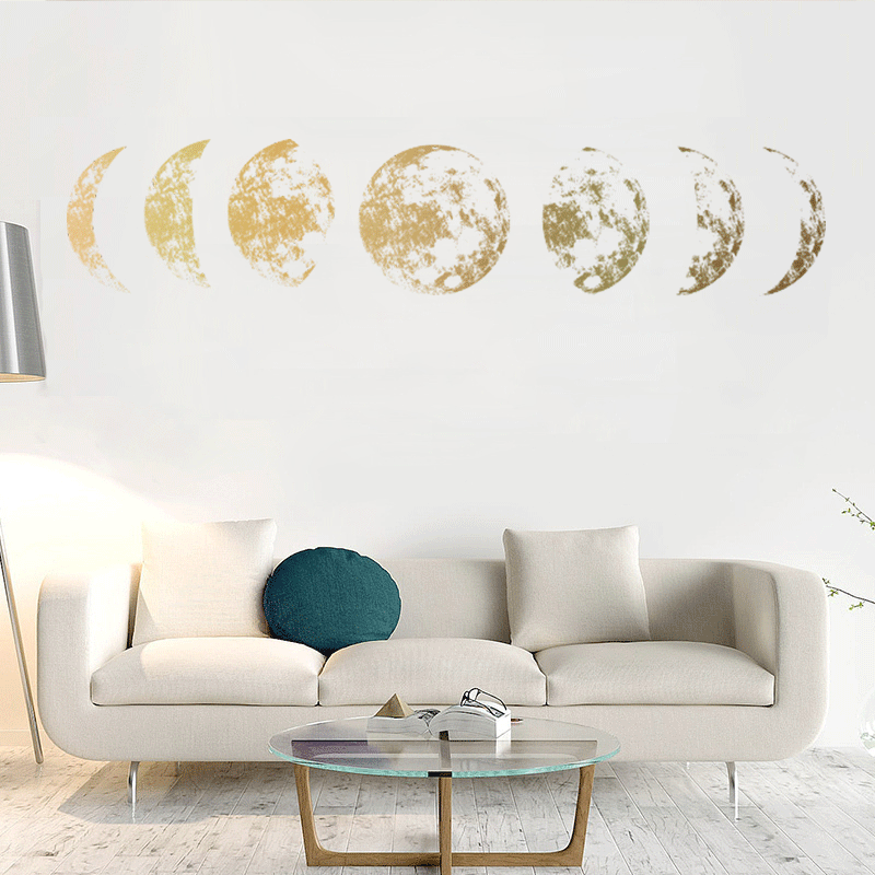 Fan Xi spray painting products creative simple golden moon figure Moon Wall home decoration stickers FX64080