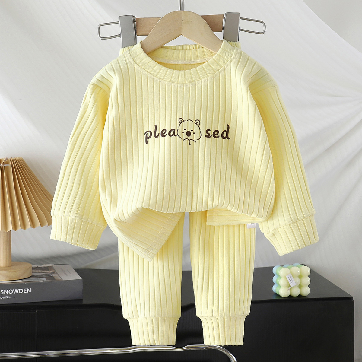 Picture of Children's Underwear suit Double-Sided Fleece Autumn Clothes Autumn Trousers Boys Home Clothes Autumn and Winter Girls' Pajamas Round Neck New