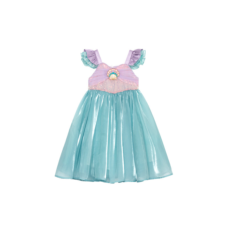Picture of Girls 2025 Summer New Mermaid Vest Dress Kidsren's Fashionable Short-Sleeved Princess Dress Performance Clothing Trendy