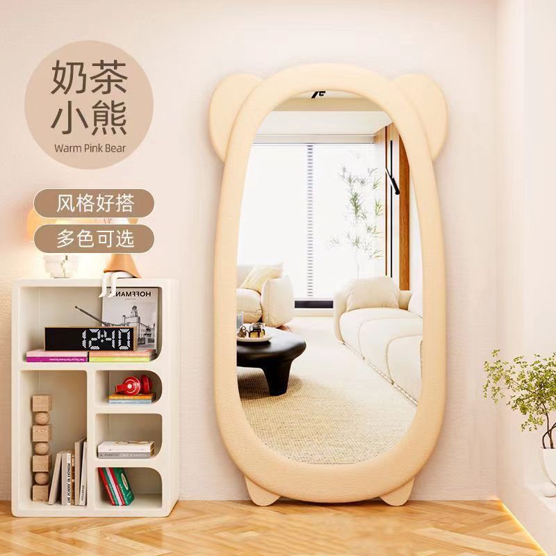 Picture of Golden bear high-value wavy full body mirror ins bedroom photo Douyin princess dressing mirror soft bag fitting mirror
