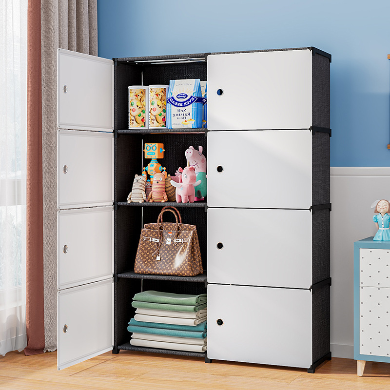 Casual Simple Wardrobe Floor-Standing Combination Storage Household Foldableable Storage Steel Pipe Assembly Reinforced Simple Wardrobe