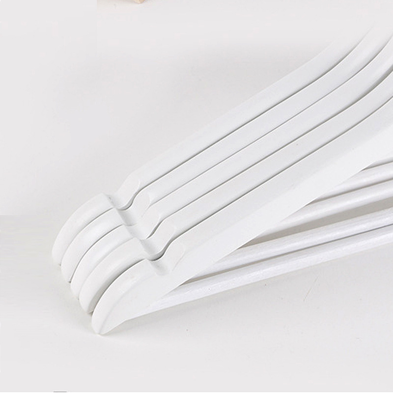 Picture of First-class flat head solid wood hanger black and white men's clothes drying rack home wardrobe clothes rack black wooden hanger wholesale