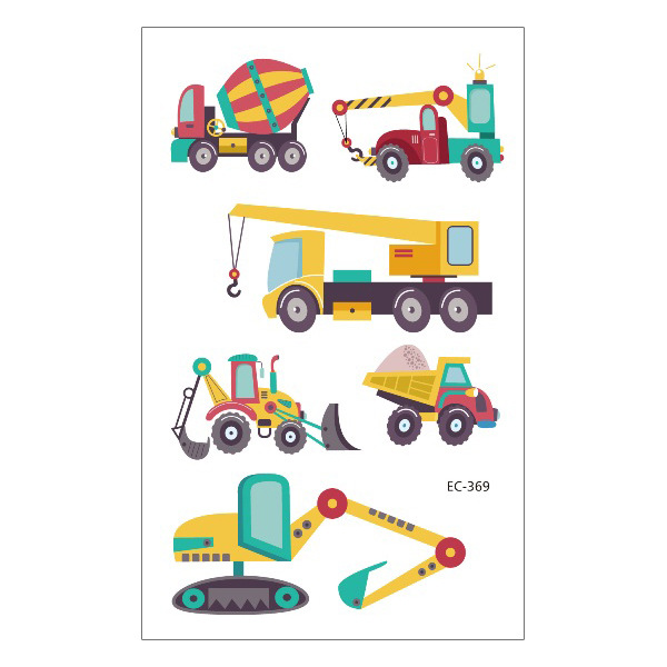 Picture of Cross-Border Supply Waterproof Children's Tattoo Stickers Cartoon Car Excavator Fire Truck Children's Traffic Tattoo Stickers