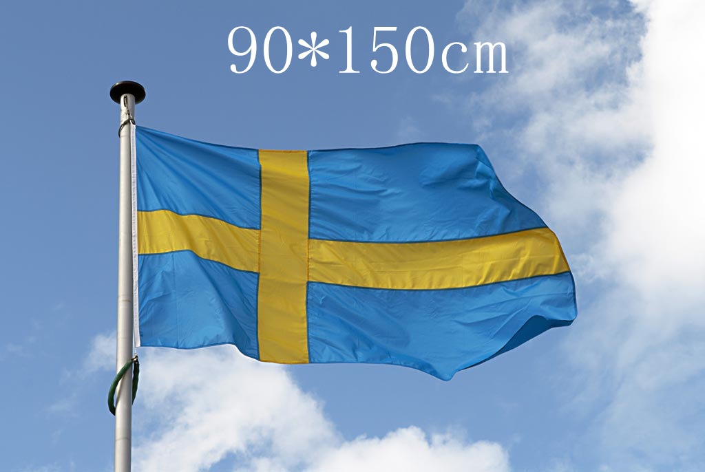 F942 in stock Wholesale 90 * 150cm 3 * 5ft Sweden Flag 4 Flag Sweden Flag