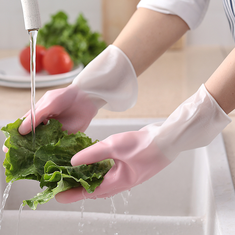 Wear-resistant kitchen cleaning rubber latex laundry waterproof plastic rubber household Women's bowl washing pot washing gloves