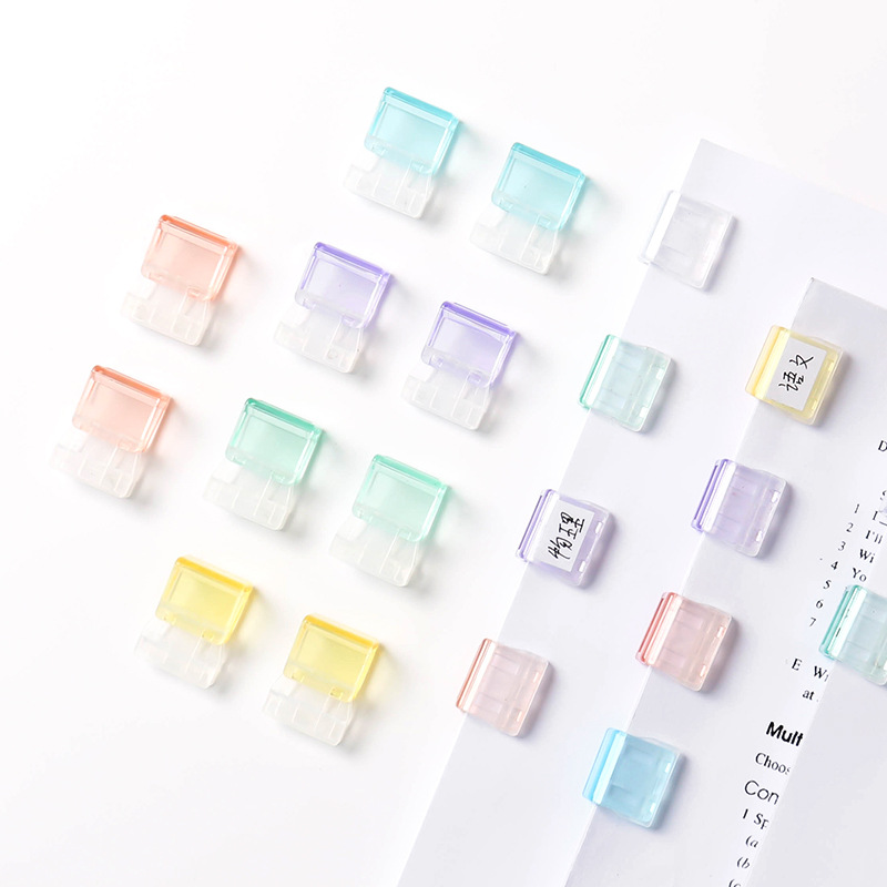 Picture of Push Clip Transparent Color Small Clip Office File Sliding Clip Student Test Paper Data Storage Fixed Push Clip