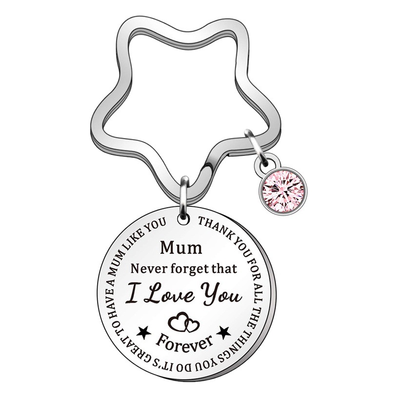 Picture of European and American Mother's Day Mum Mother and son mother and daughter Family key chain Christmas birthday gift stainless steel lettering gift