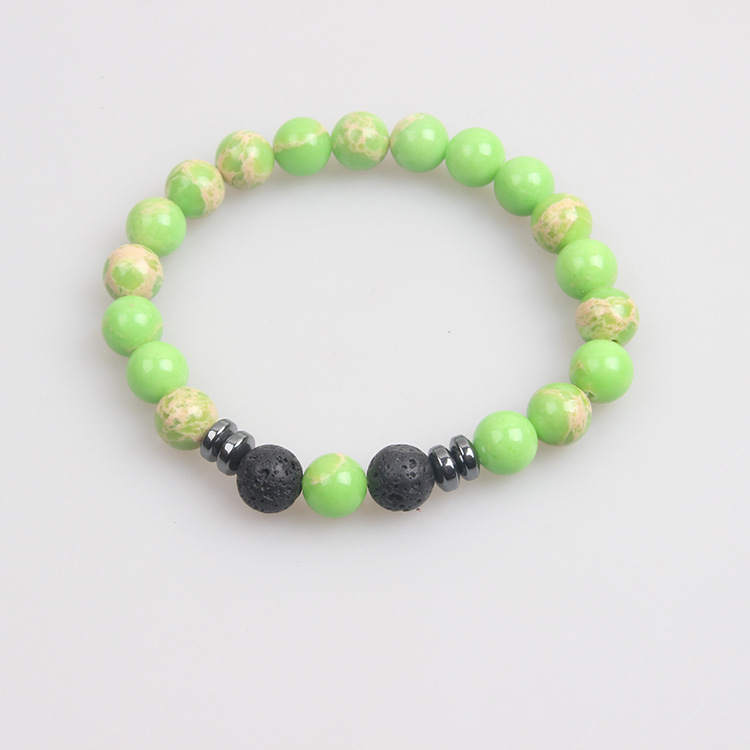Picture of Zhou Lianfa Wholesale Men's Beaded Bracelet Matte Lava Volcanic Stone Beaded Women Elastic Bracelet Fashion Jewelry