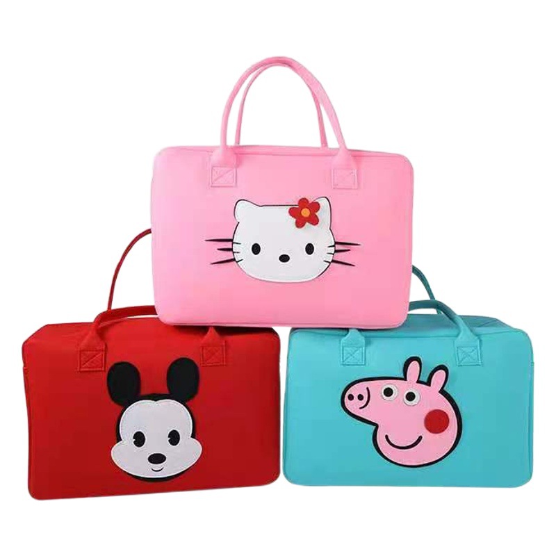 Cartoon travel bag large capacity student cute storage bag children's luggage bag short distance felt portable Women's Cosmetic Bag