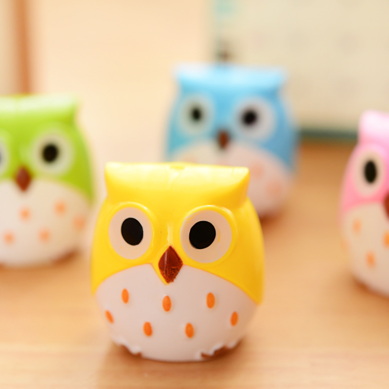 Picture of Owl pencil sharpener creative stationery primary school supplies wholesale double hole cartoon pencil sharpener Children's Prize small
