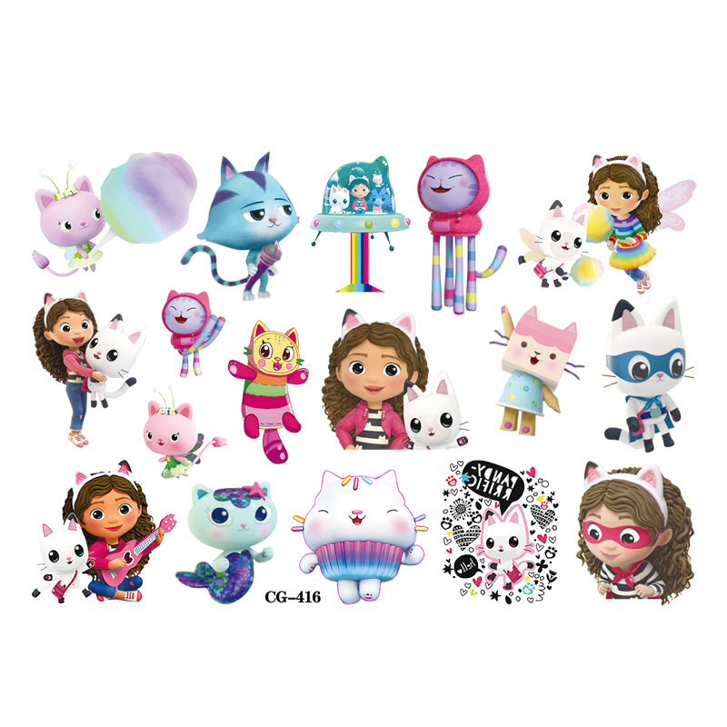 Picture of Gabby's Toy House Cartoon Tattoo Stickers Children's Tattoo Stickers Birthday Party Tattoo Stickers Disposable Water Transfer