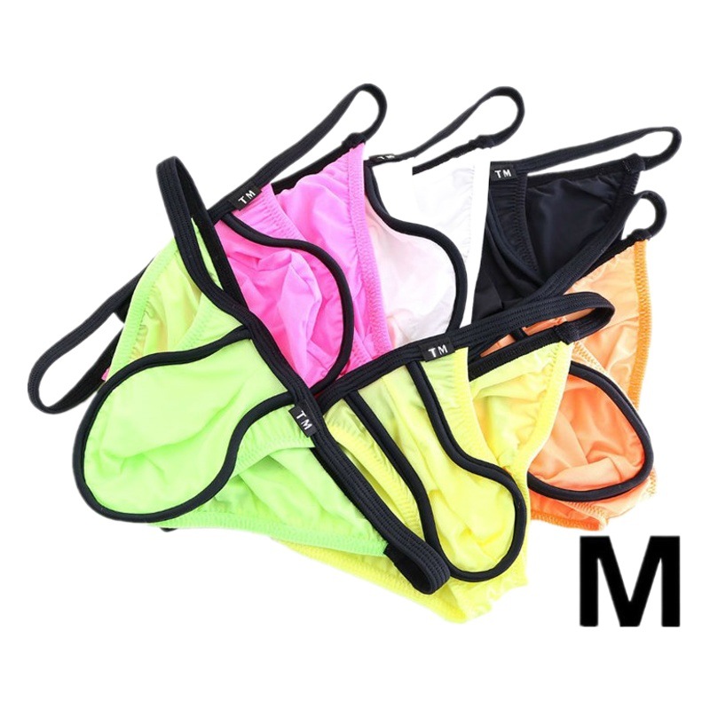 Men's Briefs Breathable High Elastic Ice Silk Low Waist U Convex Bag Sexy Thin Waist U Ring Men's Triangle Bikini