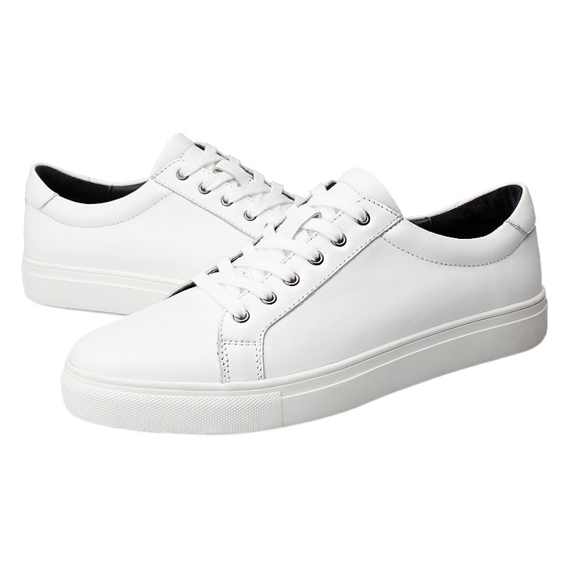 Men's Shoes Autumn New Style Head Layer Cowhide Fashion British Korean Style Breathable plus size White Shoes sneaker Casual Sneakers
