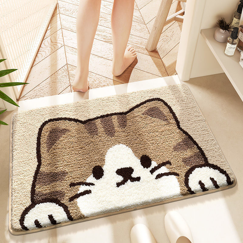 Picture of 2025 New Cartoon Cashmere Floor Mat Bathroom Decorative Blanket Shaped Bedroom Bedside Carpet Entry Door Mat