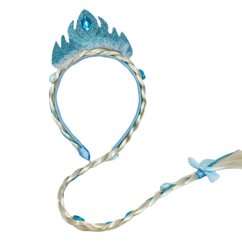 Spot Children's Wig Bow Braid Baby Performance Festival Dress-up Snowflake Princess Braid Ice Wig