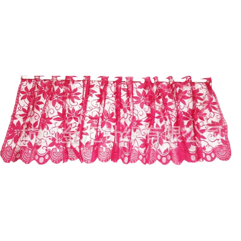 Christmas curtain warp knitted small curtain Christmas flower Poinsettia lace Christmas door curtain wholesale one piece