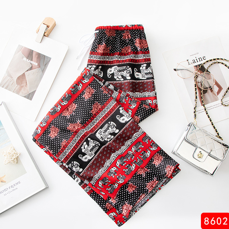 Picture of Summer Women's Ice and Snow Silk Pants Middle-aged and Elderly Loose Casual Home Pants Thin Pants for Mothers