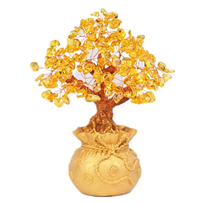 Mingwang Crystal Tree Citrine Wealth Tree Wealth Tree Wealth Tree Home Wine Cabinet Desk Office Decoration Crafts Ornaments