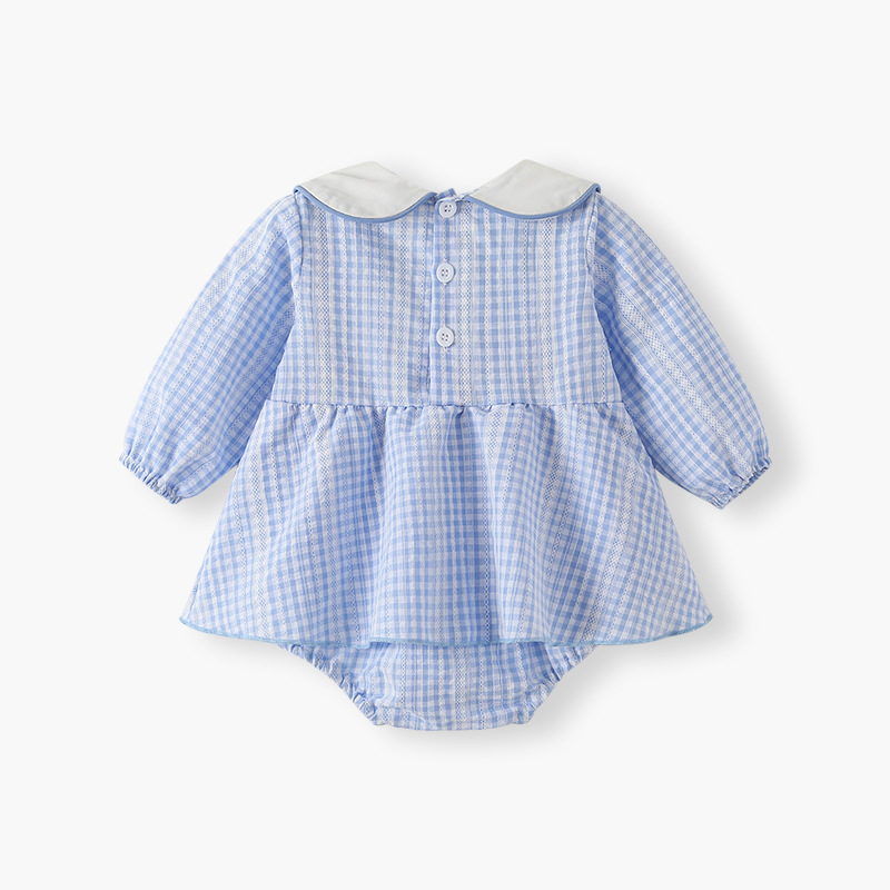 Picture of Autumn Jumpsuit Category a 2025 New Infant Girl Baby Skirt Doll Collar Embroidered Plaid Crawling Suit