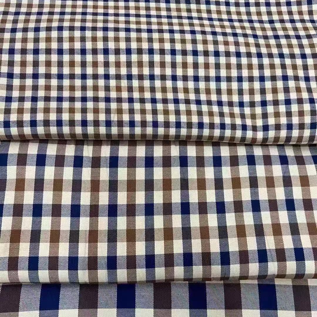 Yarn-Dyed Tc Plaid Fabric Plaid Shirt Fashionable Fabric High-End Lining