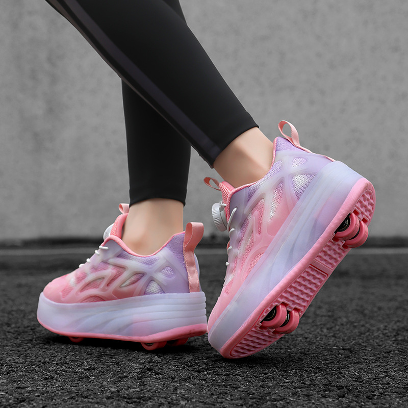 Picture of Heelys Shoes with Two Wheels That Can Be Folded and Walked On, Summer Flying Sneakers, Internet Celebrity Invisible Four-Wheel Children's Roller Skates