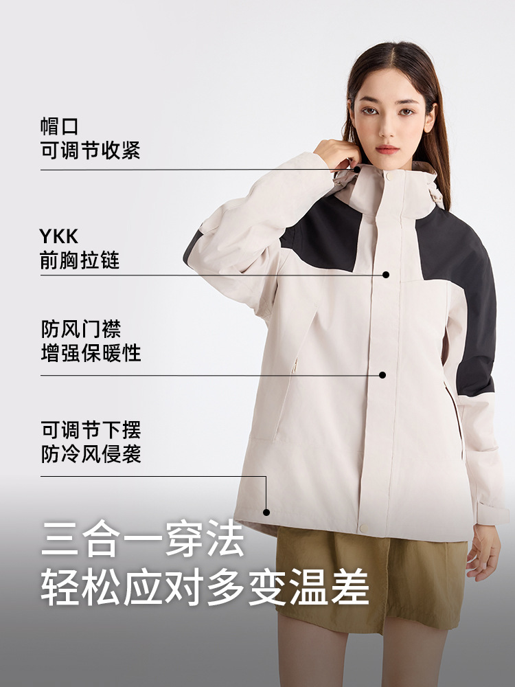 Picture of GBT32614 three-in-one men's 24 winter new windproof waterproof breathable warm coat women's custom logo