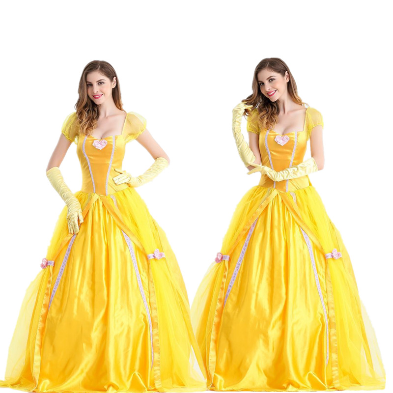 New Halloween Costume Belle Princess Dress Adult Beauty and the Beast Belle Snow Fancy Dress Costume