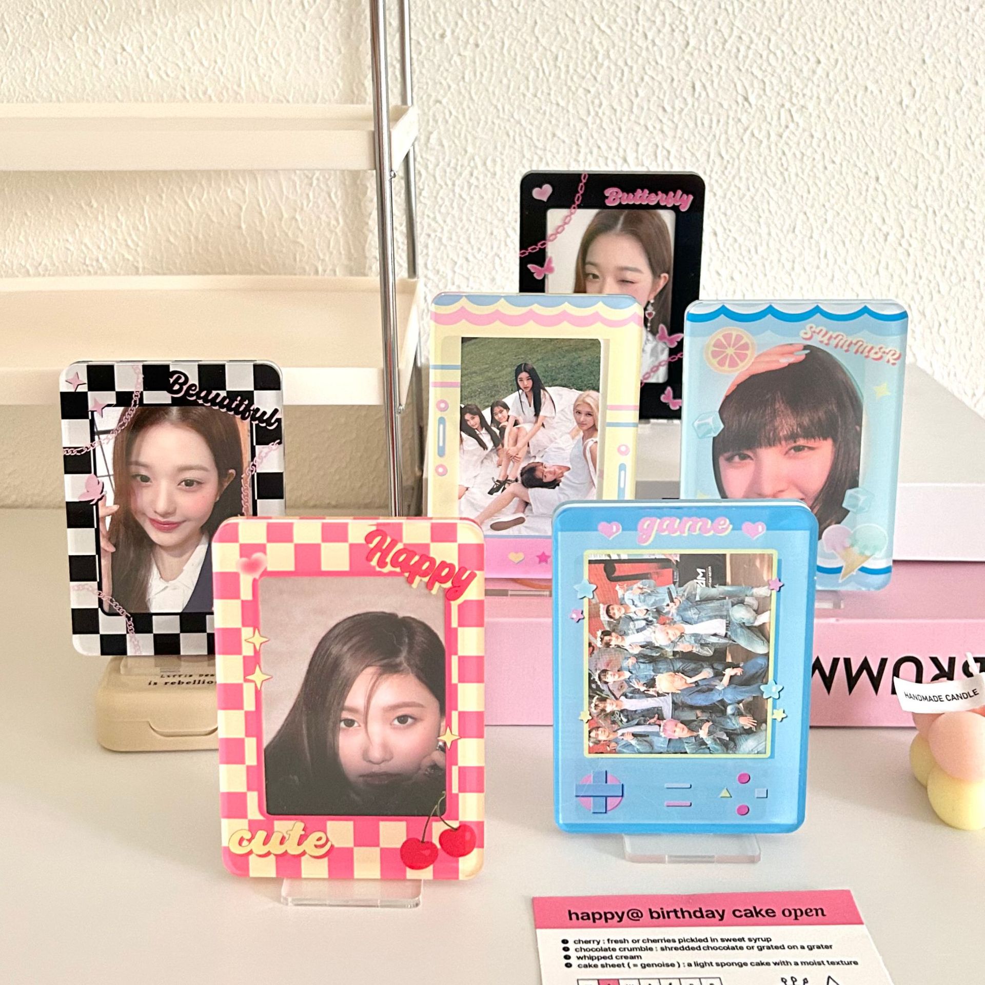 Original Ins Style Checkerboard Style Small Card Display Stand Card Stand Card Holder Card Holder Desktop Card Holder Protective Cover